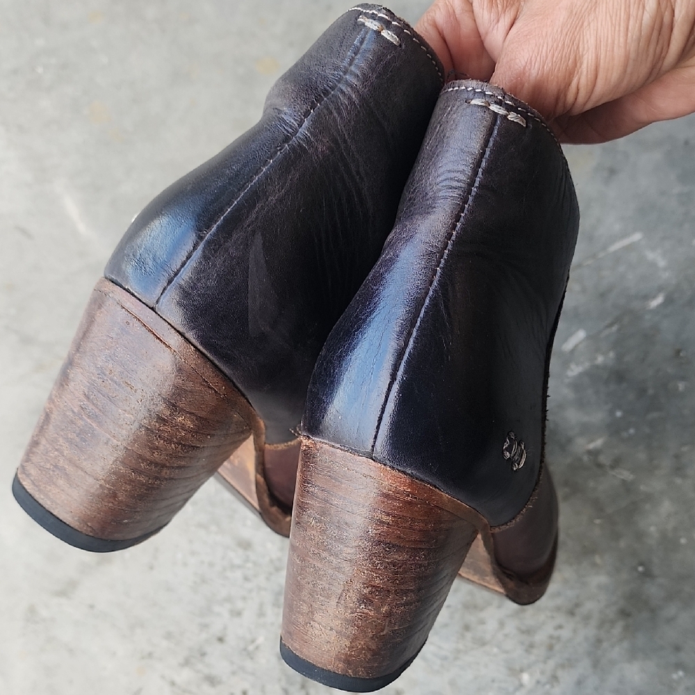 Bed Stu Yell Two-Tones Black-Brown Leather Ankle Boots - Picture 6 of 13
